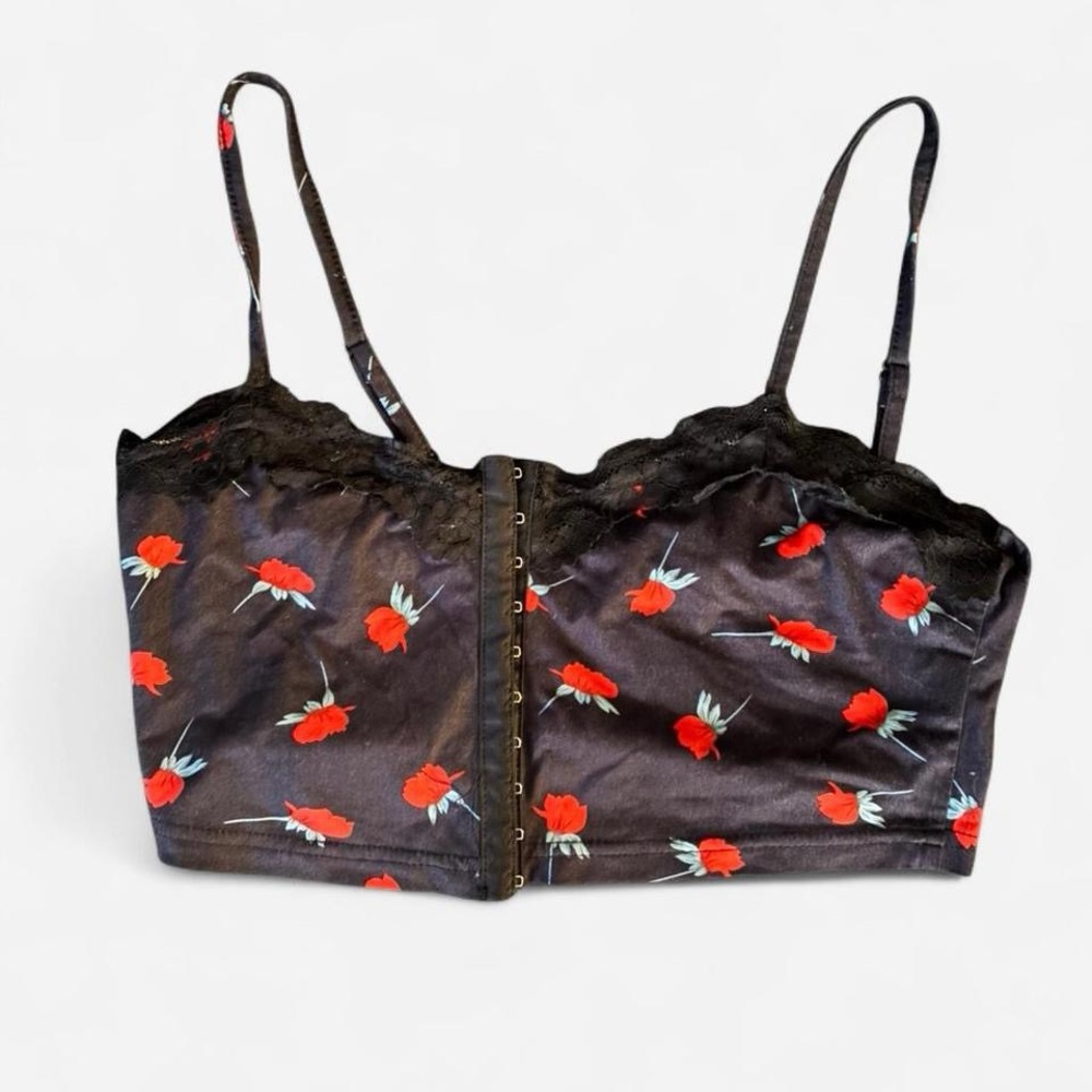 SHEIN Black and Red Floral Top